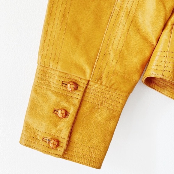 Vintage Mustard Leather Jacket Size Small - Picture 5 of 7